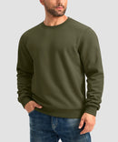 men's sherpa lined pullover sweatshirt in army green - front view