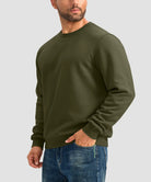 men's sherpa lined pullover sweatshirt in army green - side view