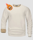 men's sherpa lined pullover sweatshirt in beige - fabric detail view