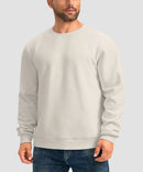 men's sherpa lined pullover sweatshirt in beige - front view