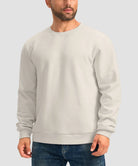 men's sherpa lined pullover sweatshirt in beige - front view