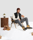 men's sherpa lined pullover sweatshirt in beige - matching outfits view