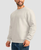 men's sherpa lined pullover sweatshirt in beige - side view