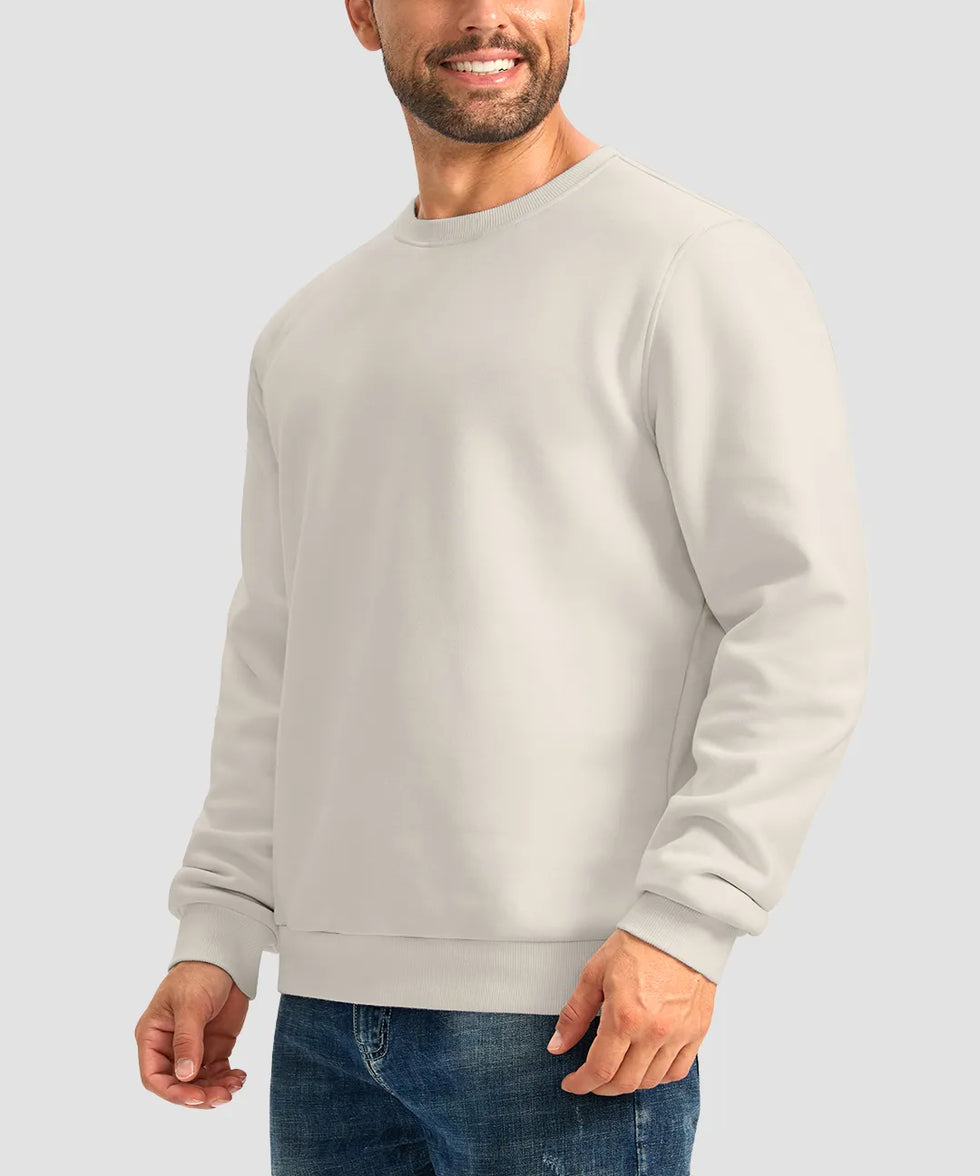 men's sherpa lined pullover sweatshirt in beige - side view