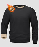 men's sherpa lined pullover sweatshirt in black - fabric detail view