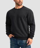 men's sherpa lined pullover sweatshirt in black - front view