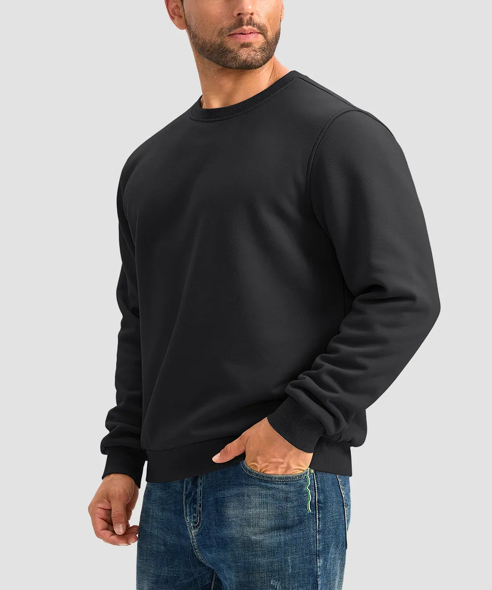men's sherpa lined pullover sweatshirt in black - side view