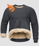 men's sherpa lined pullover sweatshirt in heather charcoal - fabric detail view