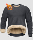 men's sherpa lined pullover sweatshirt in heather charcoal - fabric detail view