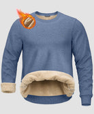 men's sherpa lined pullover sweatshirt in heather haze blue - fabric detail view