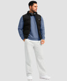 men's sherpa lined pullover sweatshirt in heather haze blue - matching outfits view
