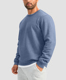 men's sherpa lined pullover sweatshirt in heather haze blue - side view