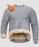 men's sherpa lined pullover sweatshirt in heather light gray - fabric detail view