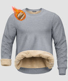 men's sherpa lined pullover sweatshirt in heather light gray - fabric detail view