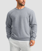 men's sherpa lined pullover sweatshirt in heather light gray - front view