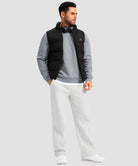 men's sherpa lined pullover sweatshirt in heather light gray - matching outfits view