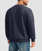 men's sherpa lined pullover sweatshirt in navy - back view
