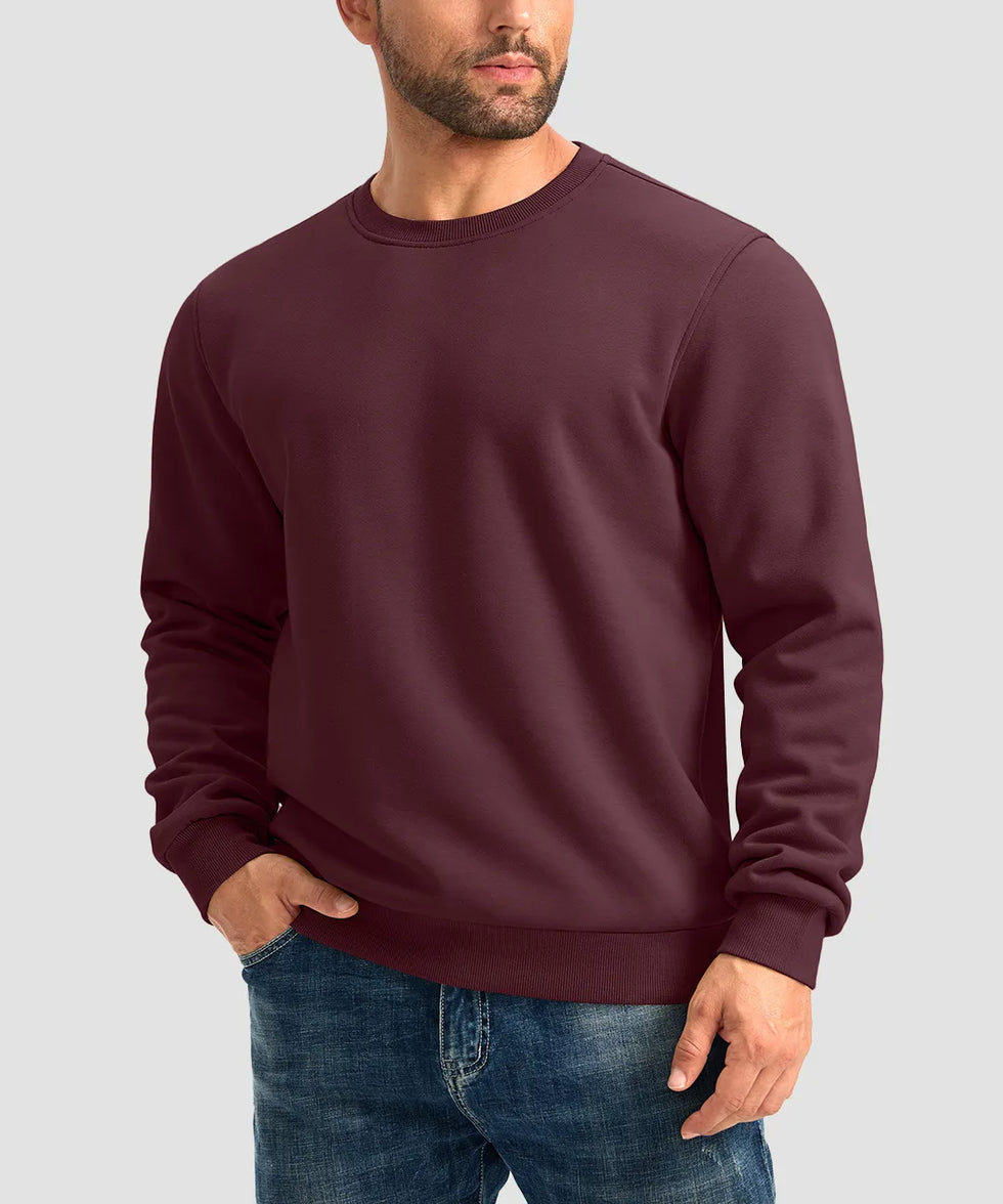men's sherpa lined pullover sweatshirt in wine - front view