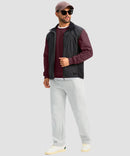 men's sherpa lined pullover sweatshirt in wine - matching outfits view