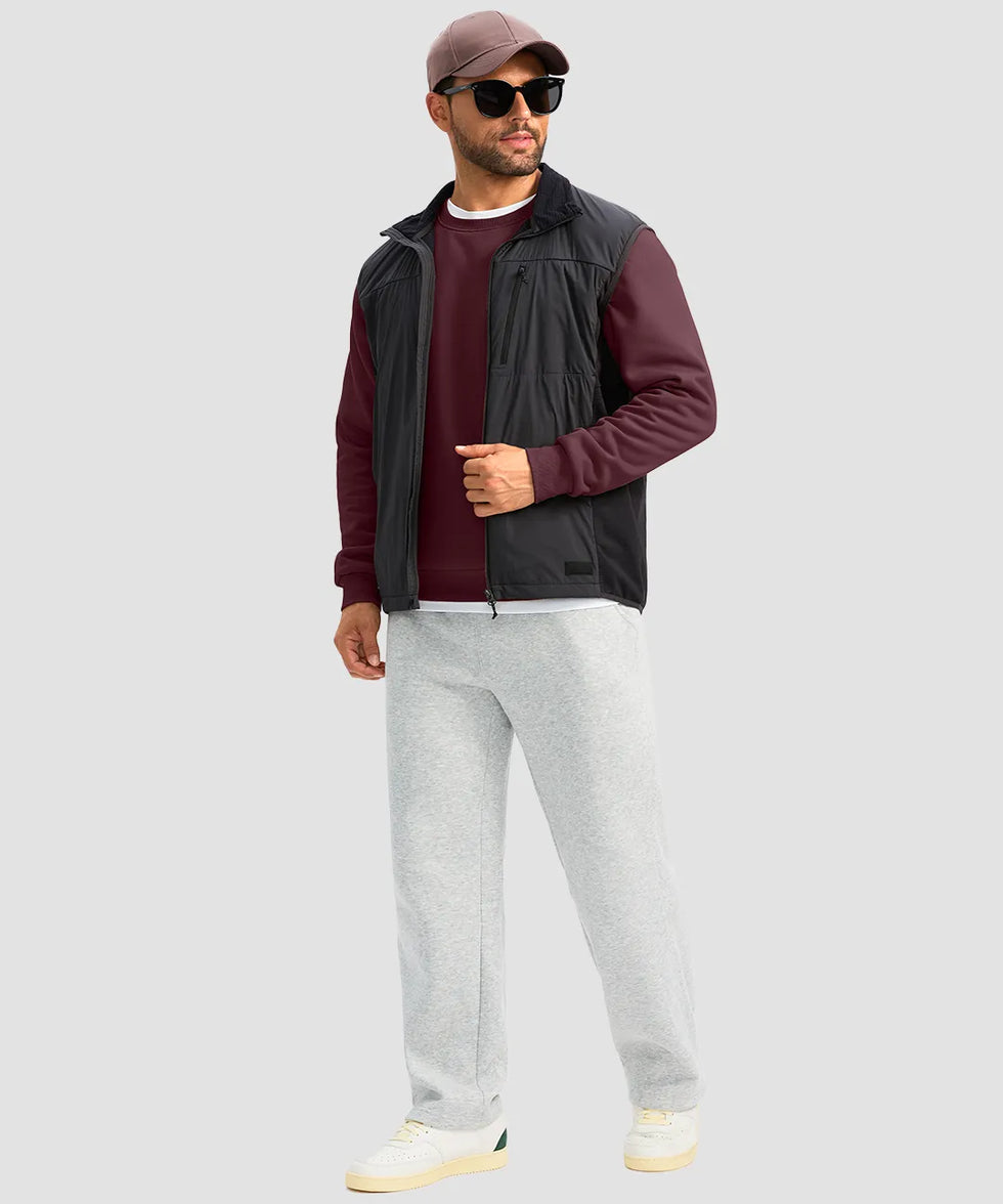 men's sherpa lined pullover sweatshirt in wine - matching outfits view
