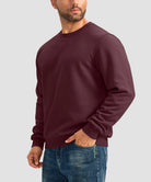 men's sherpa lined pullover sweatshirt in wine - side view