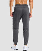 men's static-free stretch athletic joggers in heather charcoal - back view