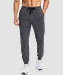 men's static-free stretch athletic joggers in heather charcoal - front view