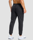 men's static-free stretch athletic joggers in heather gray - back view