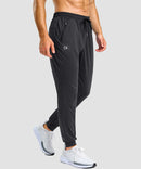 men's static-free stretch athletic joggers in heather gray - side view