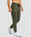 men's static-free stretch athletic joggers in heather olive - side view