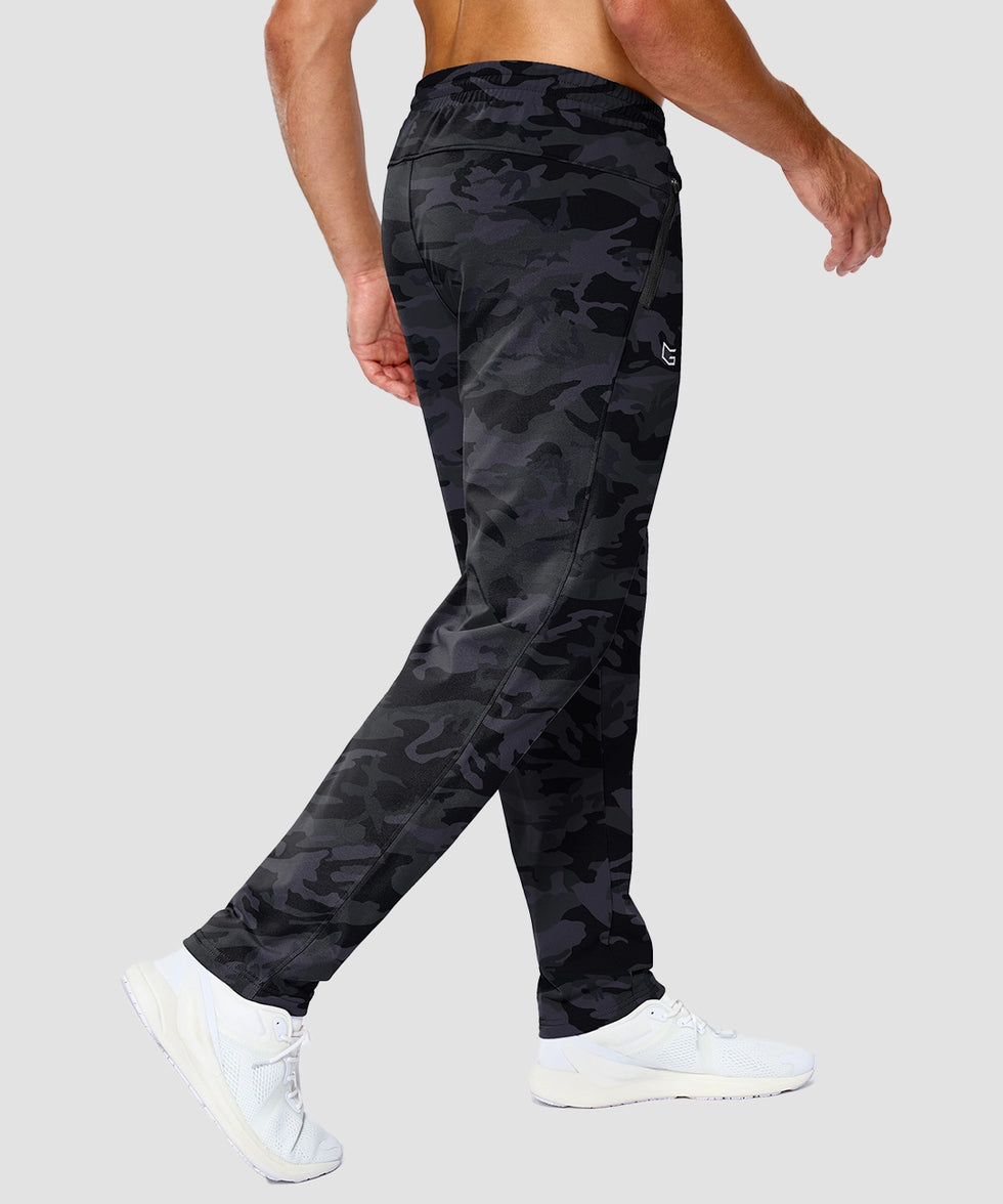 men's tall fleece-lined sweatpants in gray camo - back view