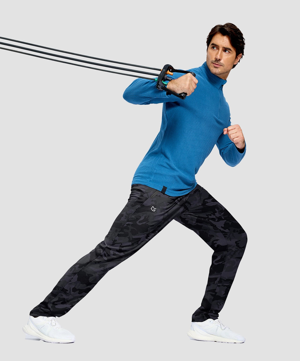 men's tall fleece-lined sweatpants in gray camo - side view