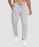 men's tall fleece-lined sweatpants in grayish white - front view