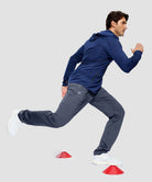 men's tall fleece-lined sweatpants in heather dusty blue - front view