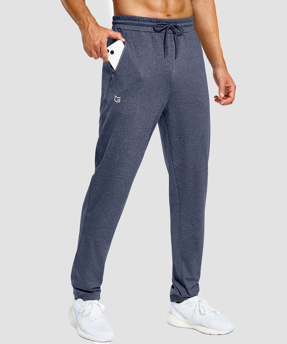 men's tall fleece-lined sweatpants in heather dusty blue - pocket details view