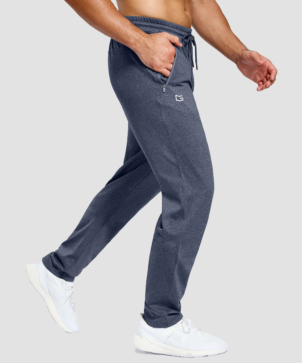 men's tall fleece-lined sweatpants in heather dusty blue - side view