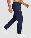 men's tall fleece-lined sweatpants in navy - side view
