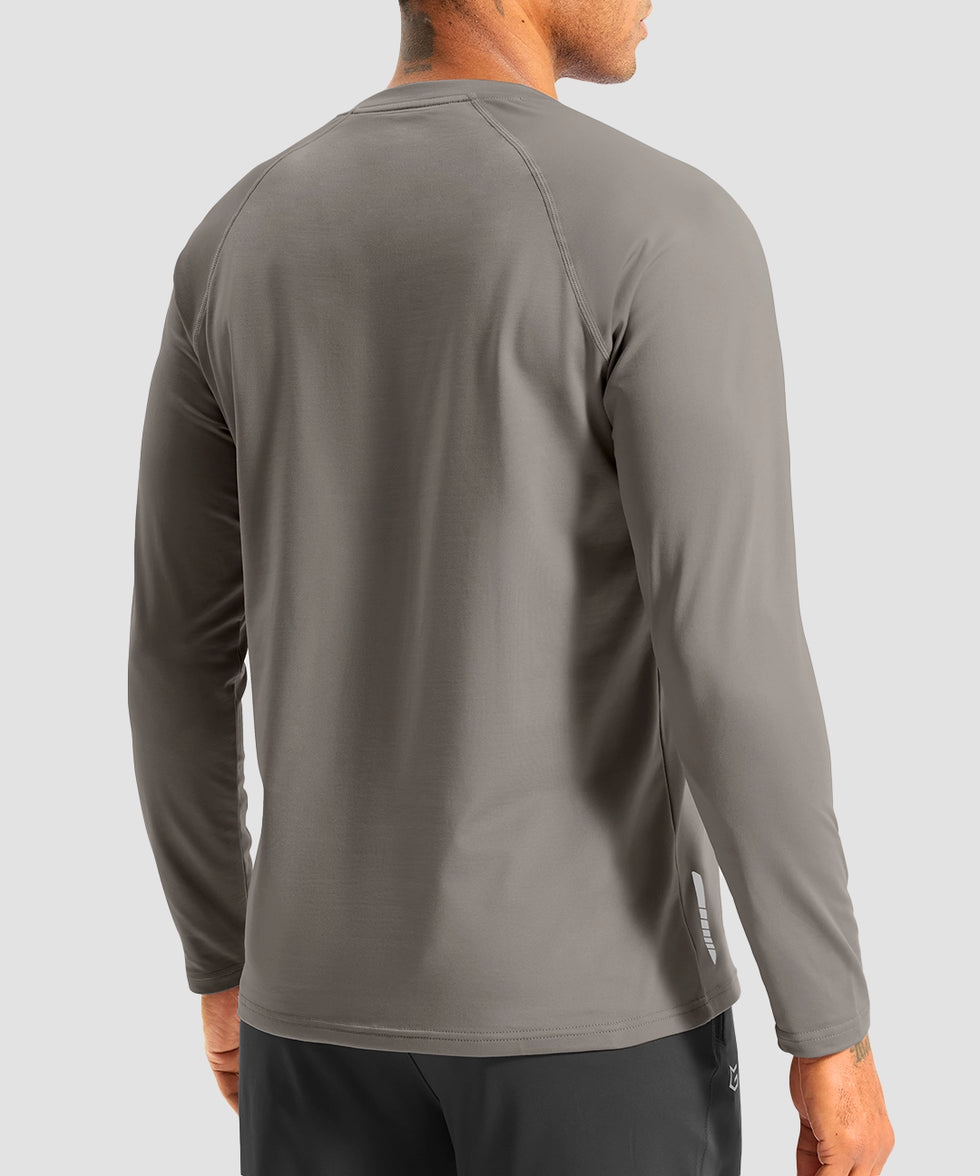 men's thermal base layer long sleeve in ash gray - back view