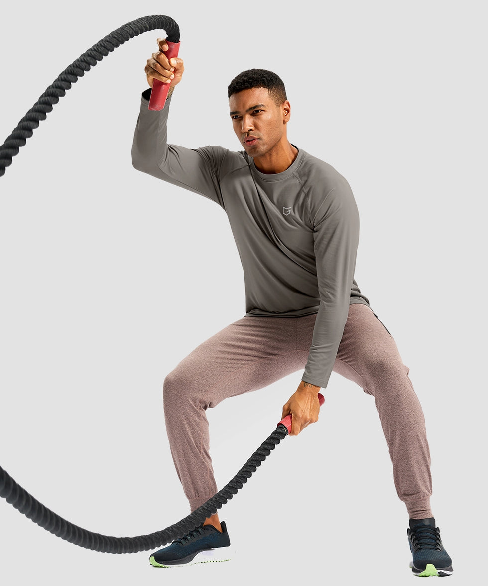 men's thermal base layer long sleeve in ash gray - side view