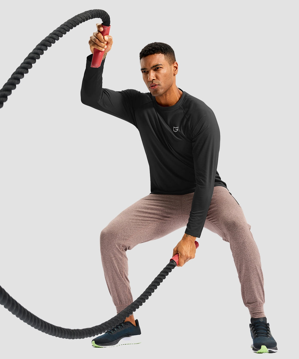 men's thermal base layer long sleeve in black - side view