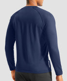 men's thermal base layer long sleeve in dark blue - back view