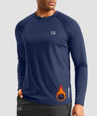 men's thermal base layer long sleeve in dark blue - front view