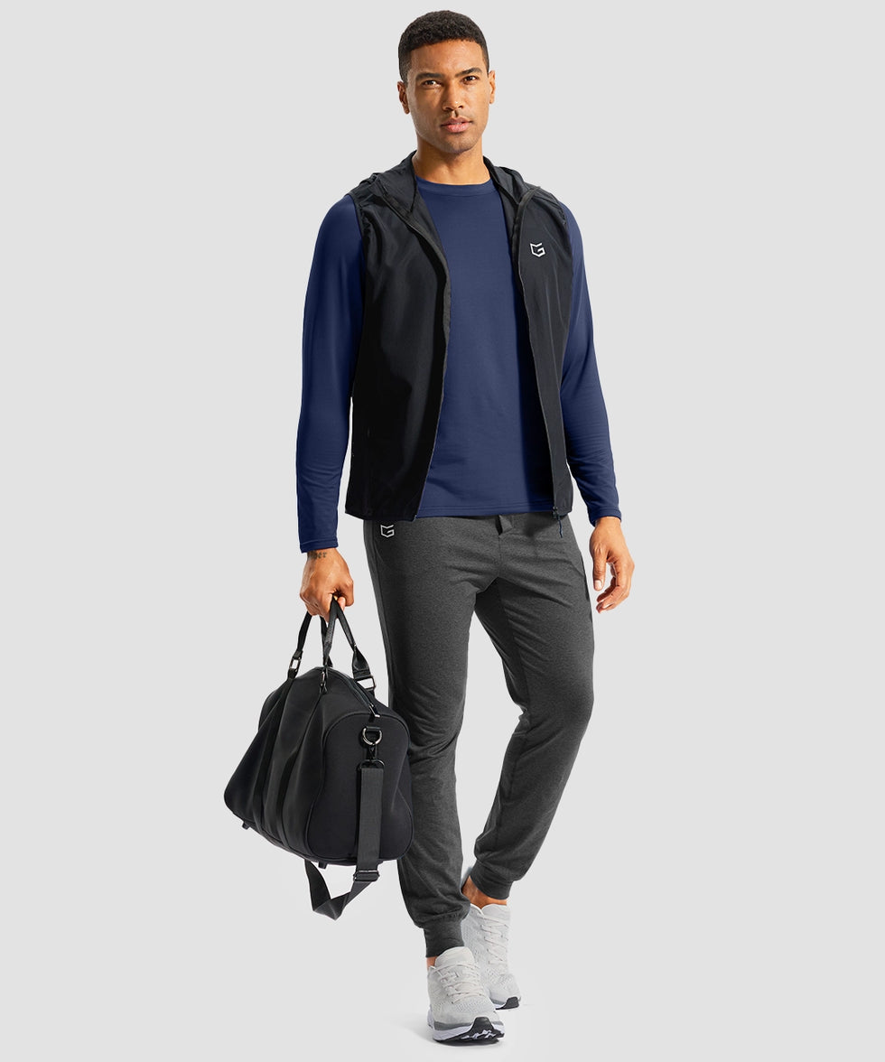 men's thermal base layer long sleeve in dark blue - side view