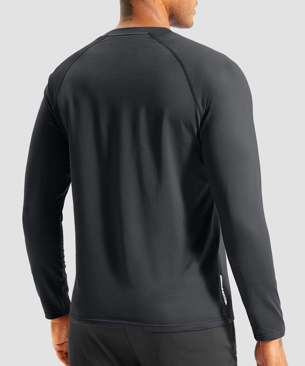 men's thermal base layer long sleeve in dark gray - back view