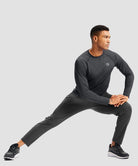 men's thermal base layer long sleeve in dark gray - side view