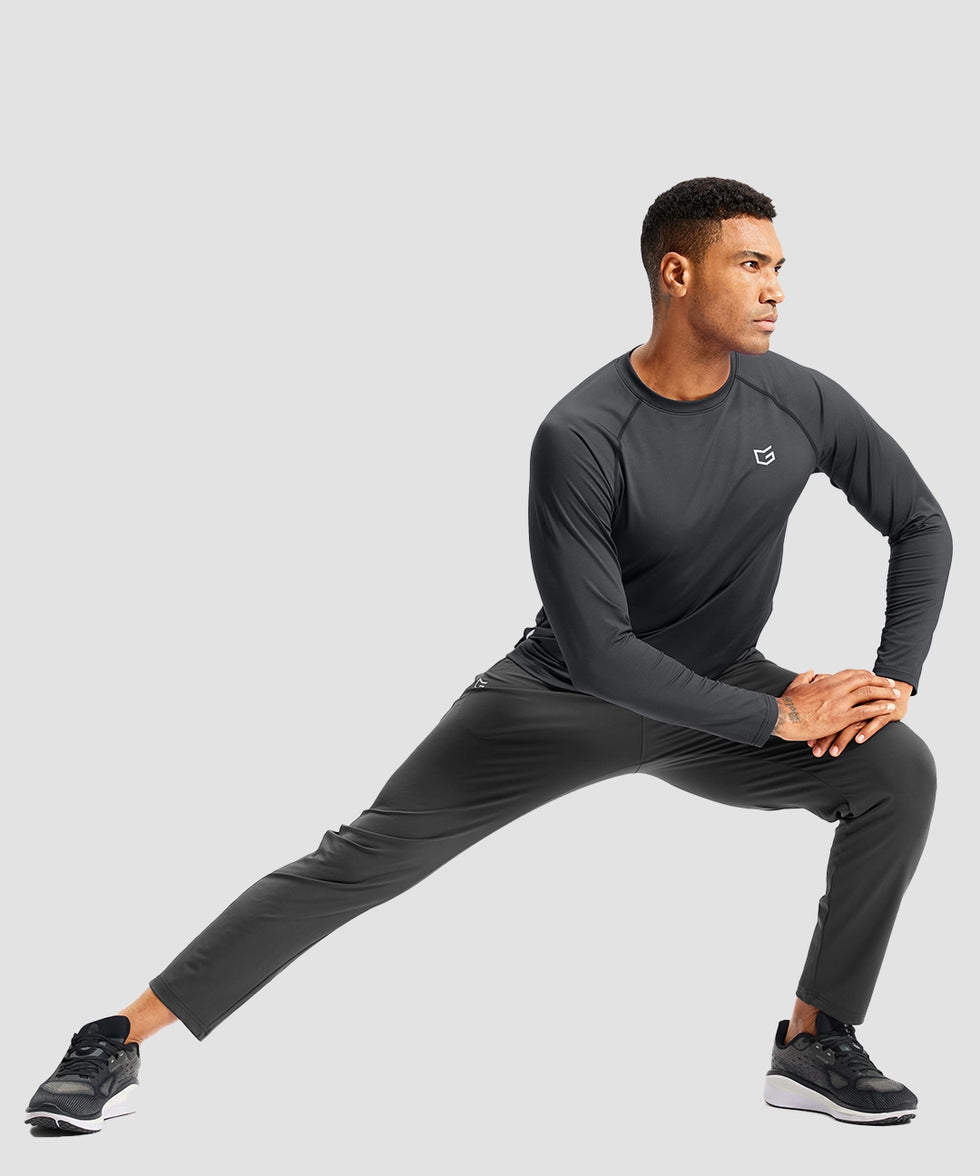 men's thermal base layer long sleeve in dark gray - side view