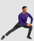 men's thermal base layer long sleeve in deep purple - side view
