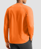 men's thermal base layer long sleeve in orange - back view