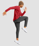 men's thermal base layer long sleeve in savannah red - side view