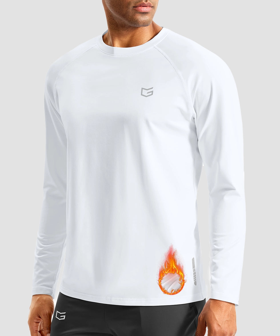 men's thermal base layer long sleeve in white - front view